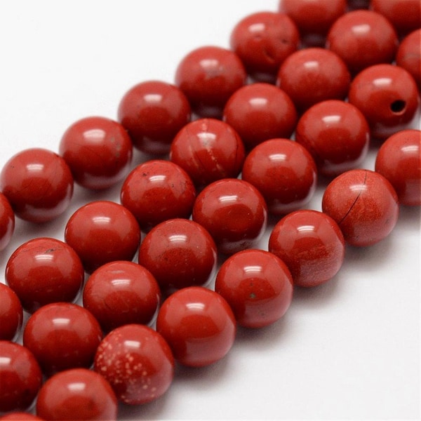 10 perles de 6 mm en Jaspe Rouge grade AA