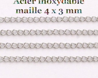 1 mètre de chaine soudée en acier inoxydable 4x3x0.45mm