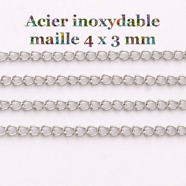 1 mètre de chaine soudée en acier inoxydable 4x3x0.45mm