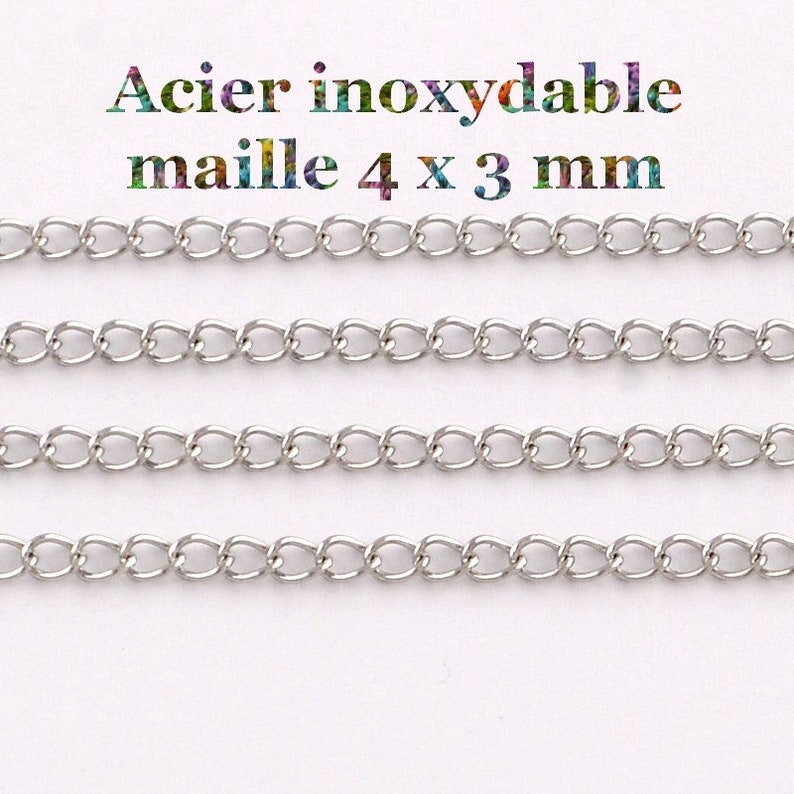 1 mètre de chaine soudée en acier inoxydable 4x3x0.45mm image 1