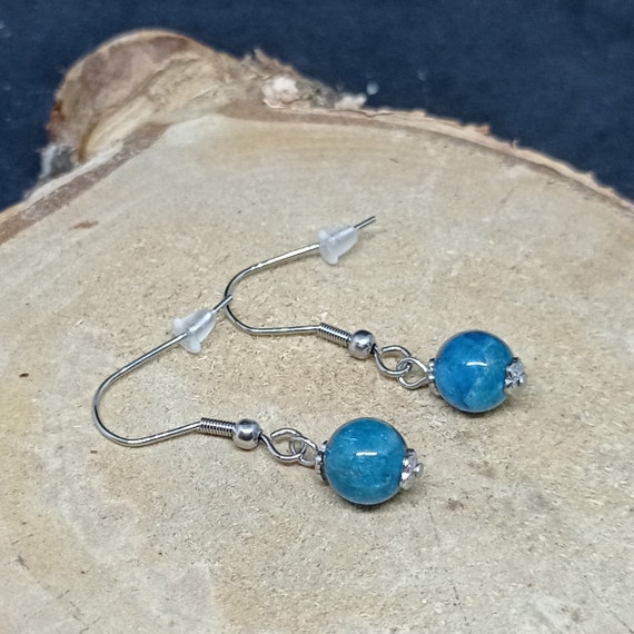 Boucles D'oreilles Dormeuses Perles De Culture & Apatite - Rose-Mimosa - Plaqué Or - NEUVES Avec étiquettes