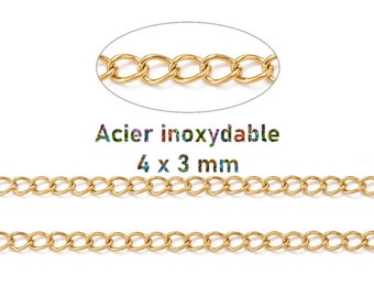 1 meter of welded gold stainless steel chain 4x3x0.5mm