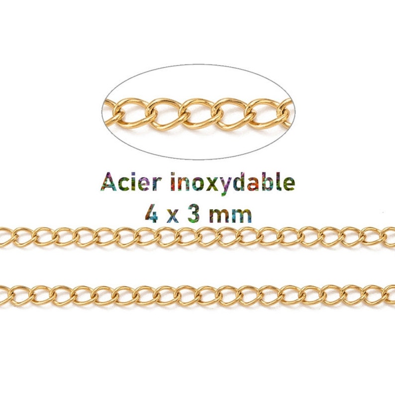 1 meter of welded gold stainless steel chain 4x3x0.5mm image 1