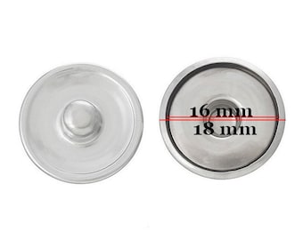 10 supports de boutons pression snap 18 mm argent mat