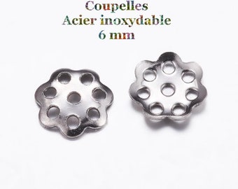 50 coupelles de 6 mm en acier inoxydable