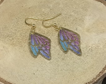 1 paire de boucles d'oreilles ailes de papillons en tissus