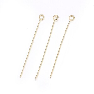 50 Nails Rod head to eye gold stainless steel 4 cm x 0.6 mm image 2