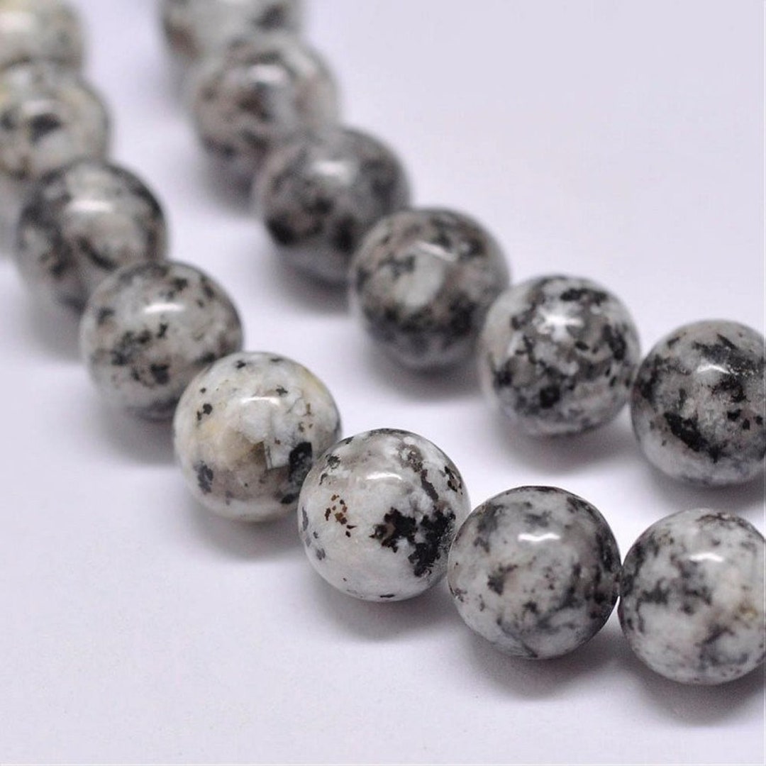 Lot De 24 Perles Jaspe Sésame 8 Mm Bleu Naturel - Perles Pour Bijoux, Neuf