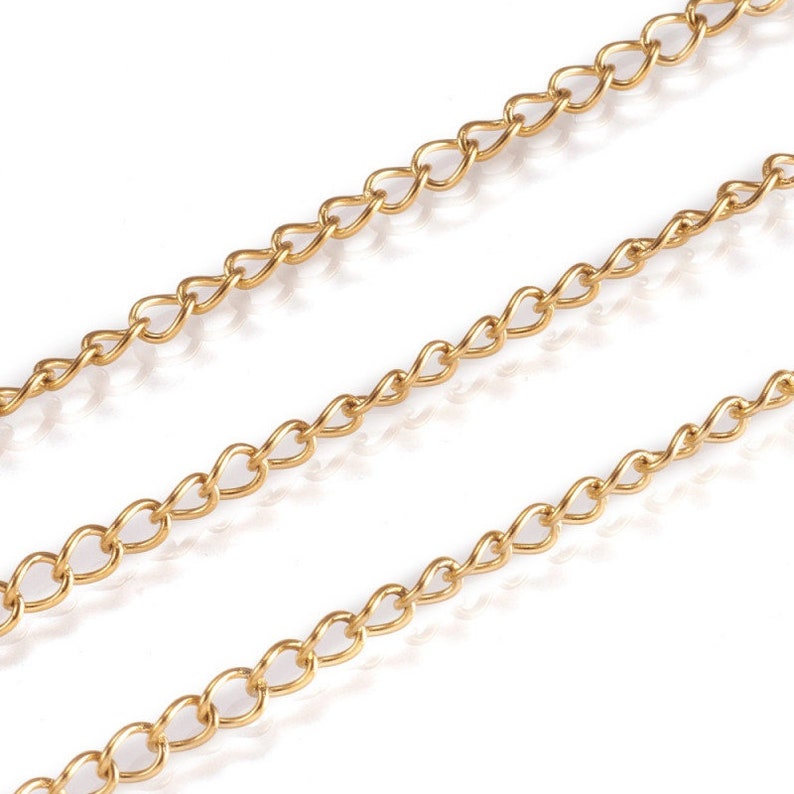 1 meter of welded gold stainless steel chain 4x3x0.5mm image 2