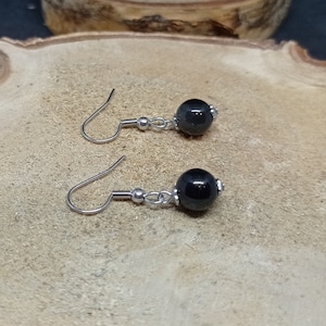 1 pair of black obsidian earrings