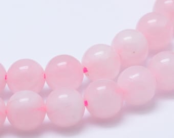 10 perles de 6 mm en quartz rose de Madagascar