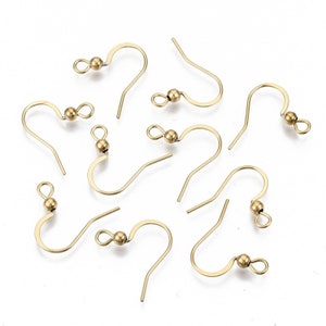 20 Gold Plated Stainless Steel Earring Hooks image 2