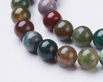 10 perles de 8 mm en agate indienne