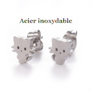 1 Paar Katzen-Ohrstecker aus Edelstahl