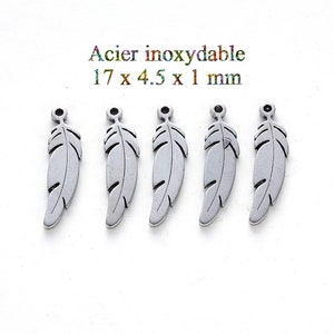 10 charms of a stainless steel feather chain end