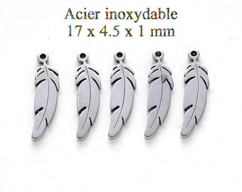 10 charms of a stainless steel feather chain end