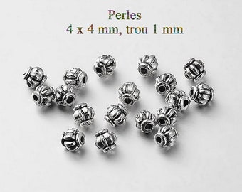 50 antique silver bicone spacer beads 4 x 4 mm