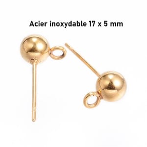 10 gold stainless steel stud earrings, 5 mm ball image 1