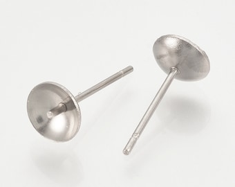 20 puces d'oreilles en acier inoxydable pour perles semi forées