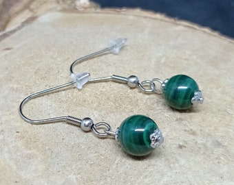 1 paire de boucle d'oreilles en Malachite de 8 mm