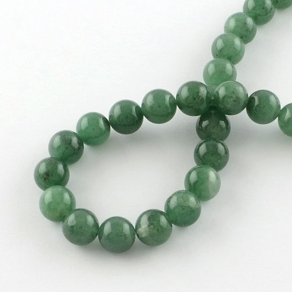 10 perles de 8 mm en Aventurine verte