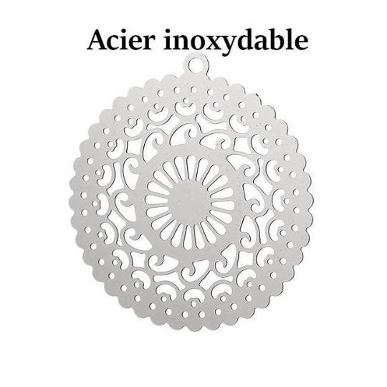 4 stainless steel medallion charms 38 x 35 mm