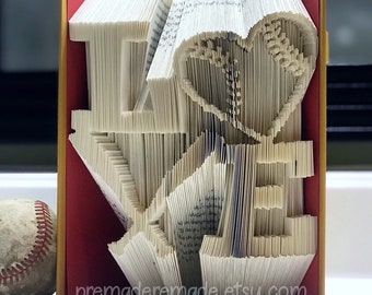 LOVE - Baseball Heart & Bats - Folded Book Art Pattern - Combination Fold - Instant Download!