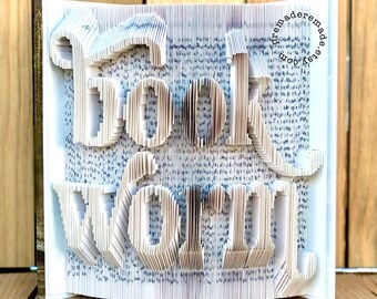 book worm - Book Art Piece - Made to Order