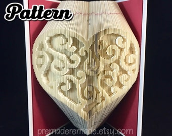 Corazón de filigrana - Patrón de arte de libro plegado - Plegado combinado - ¡Descarga instantánea!