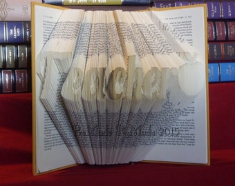 Teacher w Apple - MMF - Folded Book Art Pattern