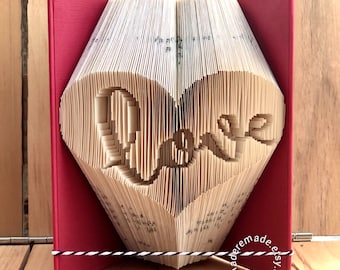 Heart with Love (Script) - Folded Book Art PATTERN - Combination Fold - Instant Download!