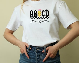 Abcd Lehrer Komfort Farben Design T-shirt PNG, Kindergärtnerin PNG, Zurück in der Schule Png, Lehrer Geschenk