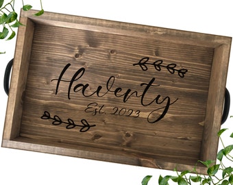 Rustic Personalized Serving Tray | Farmhouse Wood Tray | Rustic Wedding Gift | Personalized Wood Tray | Anniversary Gift