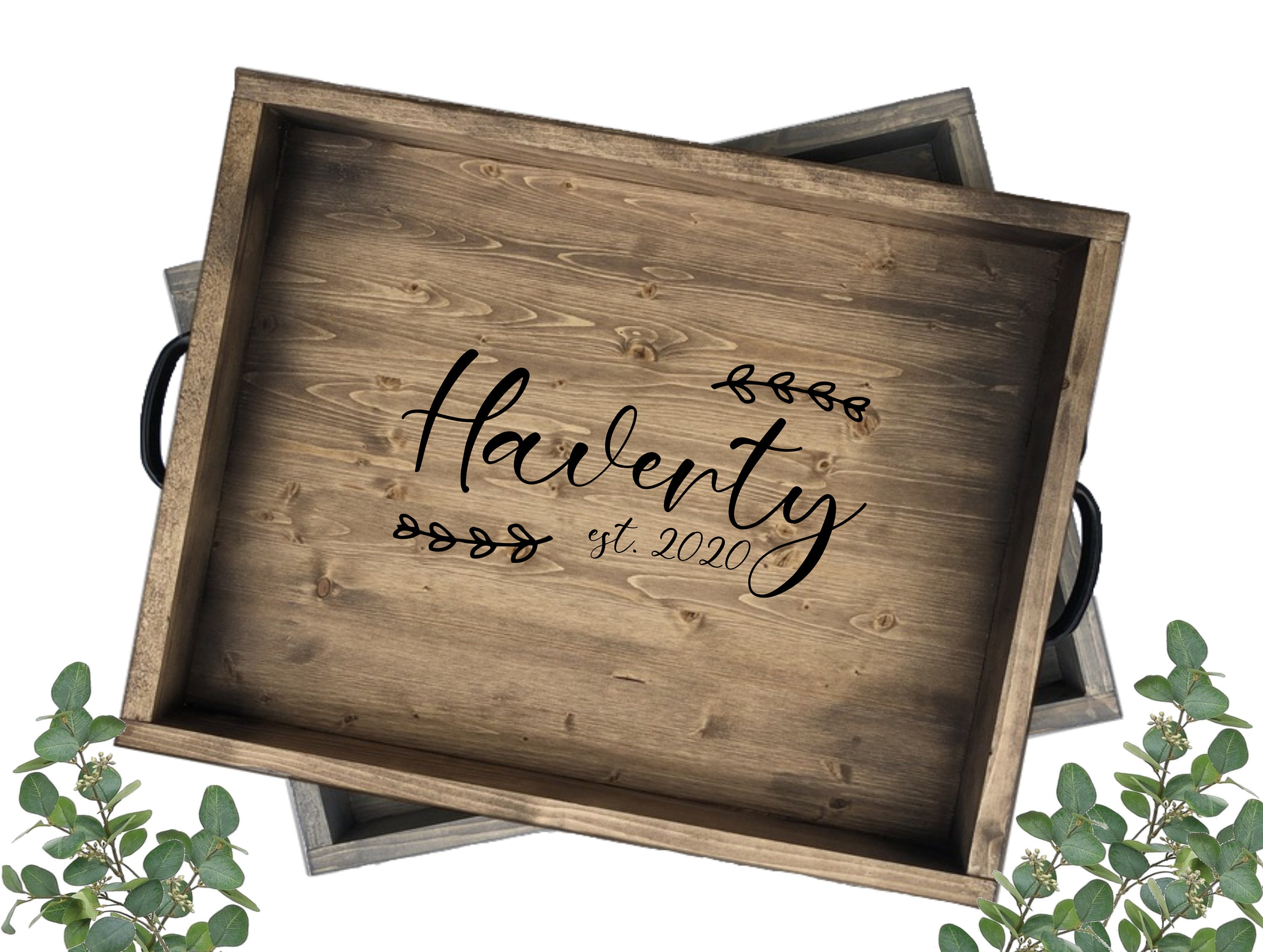 Rustic Personalized Serving Tray | Farmhouse Wood Tray | Rustic Weddi…