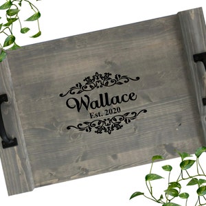 Rustic Personalized Serving Tray Custom Wood Tray Rustic Wedding Gift Anniversary Gift image 2