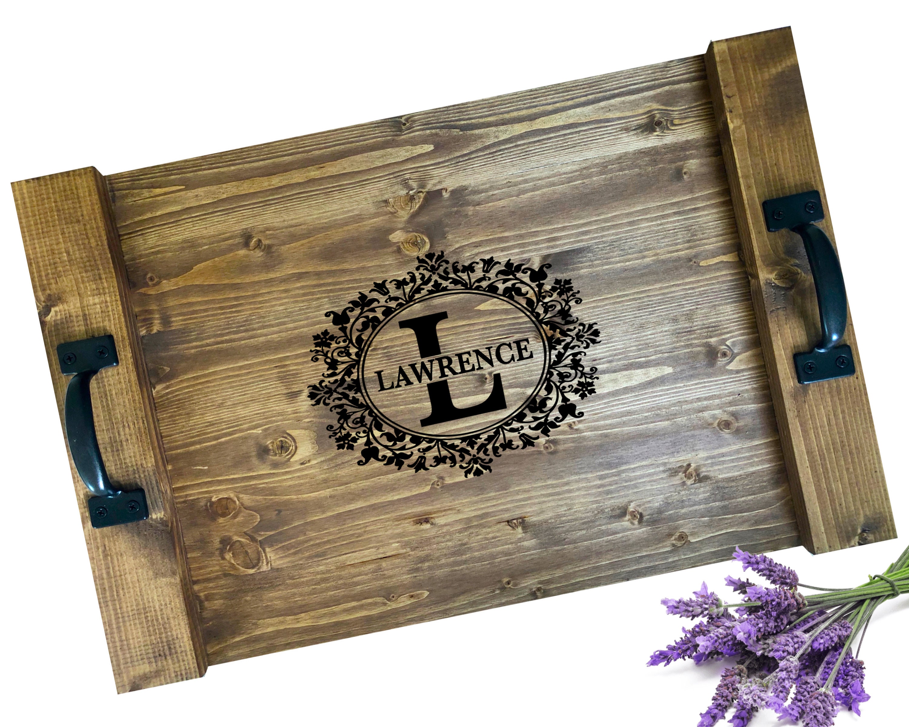 Rustic Personalized Serving Tray Name Wood Serving Tray Etsy