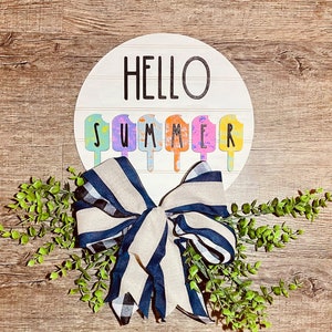 Round Hello Summer Popsicle sign, 10x10 and 12x12 shiplap round, Digital Download Only, Glowforge, Laser Cut File
