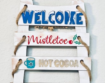 Christmas Interchangeable Ladder Laser Cut File, Digital Download Only, Glowforge Ready, Digital Download, No Product Will be Shipped.