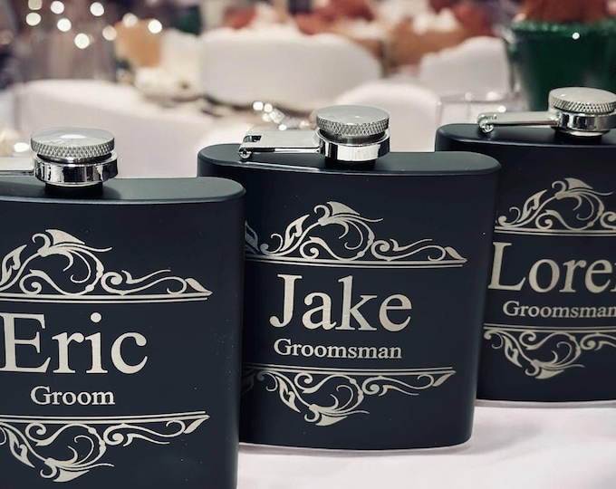 Personalized Flask Engraved Flask Hip Groomsman Flask Custom Groomsmen Proposal Gifts Bachelor Wedding Party Flask Groomsman Gift Fraternity