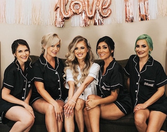 Bridesmaid Proposal Pajama Shorts Set PJ Personalize Monogram Getting Ready Comfy Sleep Night Shirt Bride Sleepover Party Women Pajamas