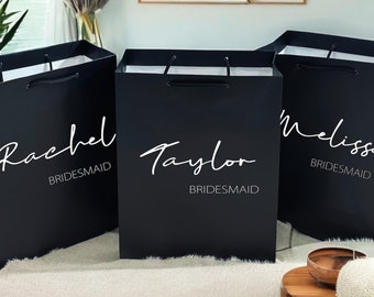 Personalized Gift Bag Bridesmaid Black Bags Bridesmaid Proposal Wedding Party Bachelorette Bags Custom Names Baby Shower Bags Thank you Bags