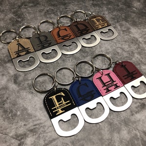 Leather Keychain Key Ring Bottle Opener Personalize Gift Wedding Groomsman Bridesmaid Present Business Promotion Custom Name Gift Ideas