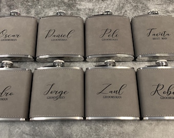 8 Flask Set - Groomsman Gift Groomsmen Proposal Flask Box Set Best Man Proposal Gift Groomsmen Wedding Present Personalize Engraving