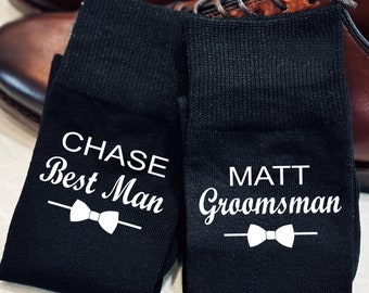 Custom Socks Black Dress Socks Best Man Socks Personalized Gifts Wedding Proposal Gifts Groomsmen Gift Set Groomsman Socks Groom Socks