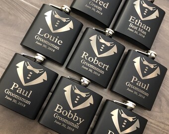 Set of 8 Groomsman Gift Groomsmen Proposal Flask Box Set Best Man Proposal Bridesmaid Gift Groomsmen Wedding Present Personalize Engraving