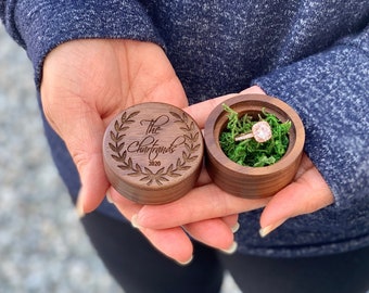 Set of 2 Wedding Ring Box Ceremony Engagement Proposal Personalize Engrave Wood Wooden Rustic Bride Groom Mr & Mrs Ring Bearer Favors Gift