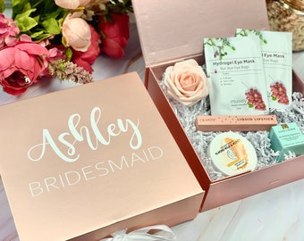 Bridesmaid Gift Box & Bow Rose Gold Personalize Bride Box Bridesmaid Proposal Box Asking Bridesmaid Wedding Gift Box Will You Be My Gift Box