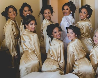 Bridesmaid Robes Bridesmaid Proposal Gift Solid Satin Clothing Personalize Robes Silk Monogram Wedding Gifts Kimono Getting Ready Bride Robe
