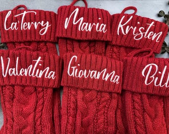 Christmas Stocking Custom Personalized Stocking Engrave Custom Gifts Monogram Stockings Holiday Knitted Embroider Names Xmas Gifts Decor