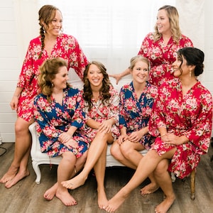 Bridesmaid Robe Floral Cotton Personalize Monogram Woman Robe Wedding Bridal Shower Party Gift Bride Robes Bridal Set 1 2 3 4 5 6 7 8 9 10 image 3